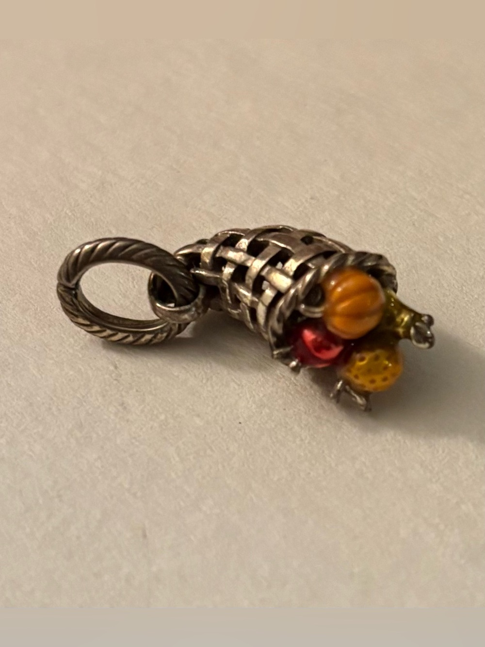 Brighton Silver Tone Cornucopia Thanksgiving Charm